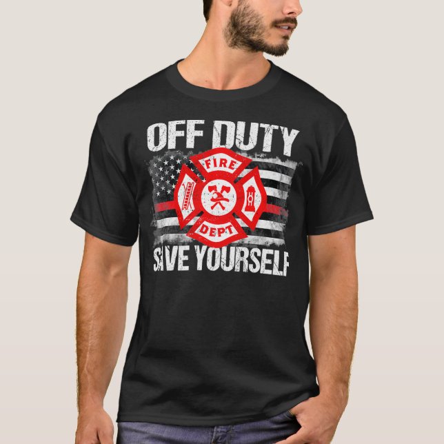 T-shirt Hors Service Économisez Vous-Même Pompier Famille  (Devant)