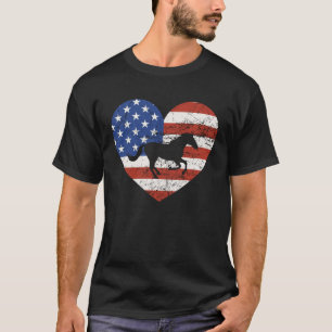 T-shirt Horse American Flag Heart 4 juillet USA Patriot