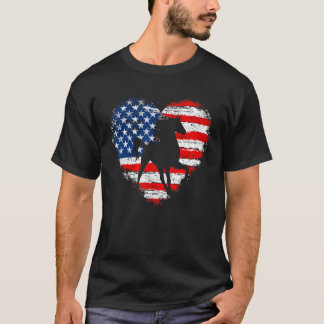 T-shirt Horse American Flag Heart 4th Of July Horse  Men W