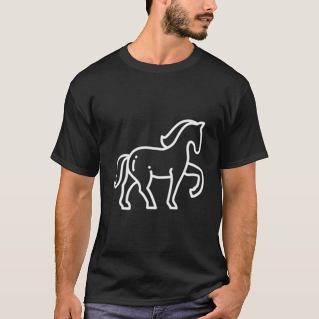 T-shirt Horse Animal Badge Patch Line Art Icon Outline Gif (Devant)