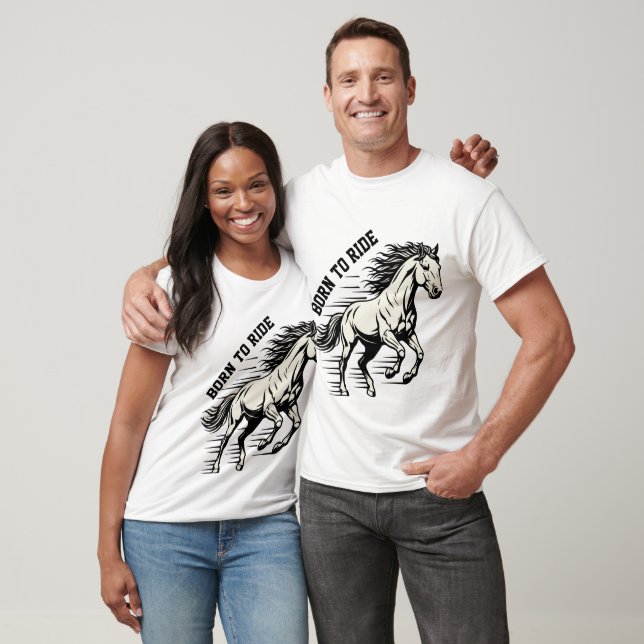 T-shirt Horse Design – Born to Ride Dynamic Illustration (Unisexe)