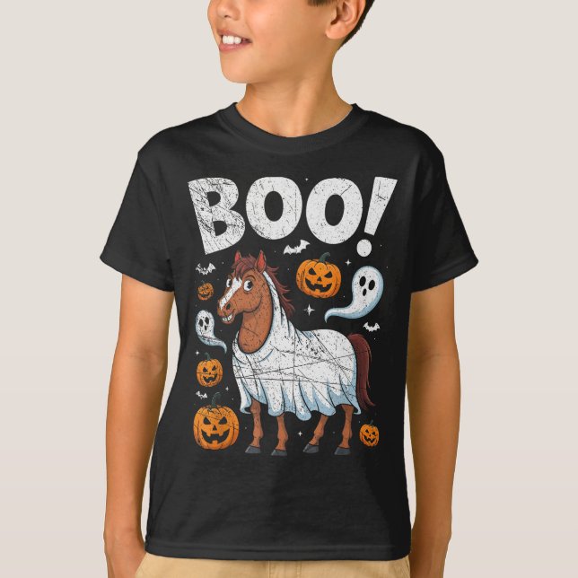 T-shirt Horse Ghost Costume Funny Equestrian Horses Lover  (Devant)