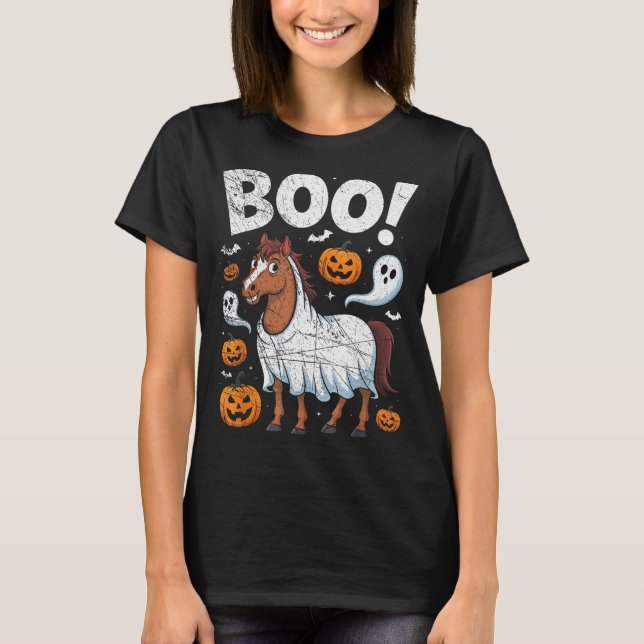 T-shirt Horse Ghost Costume Funny Equestrian Horses Lover  (Devant)
