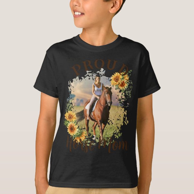 T-shirt Horse Pet Photo Text Sunflower Accent T Shirt  (Devant)
