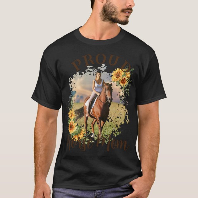 T-shirt Horse Pet Photo Text Sunflower Accent T Shirt  (Devant)