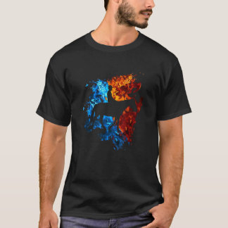 T-shirt Horse Red Blue Fire Equestrian Horseback Riding 1