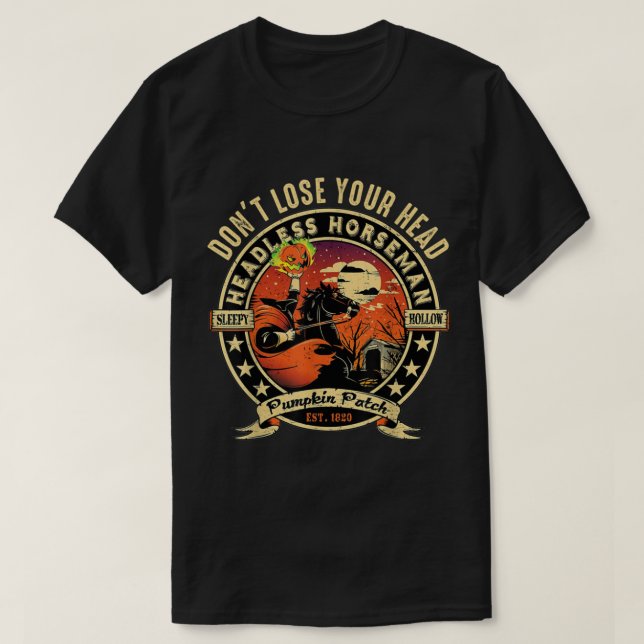 T-shirt Horseman sans tête drôle Légende urbaine Halloween (Design devant)