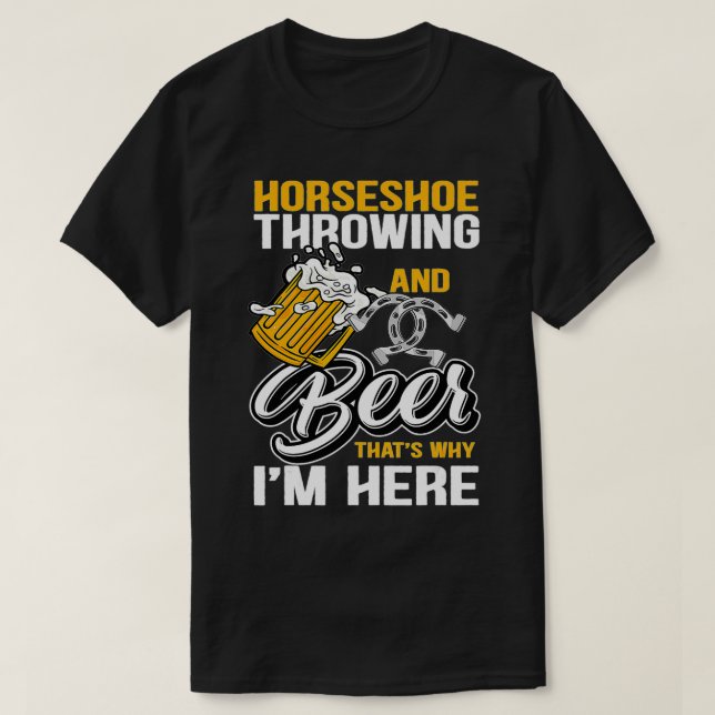 T-shirt Horseshoe Throwing and Beer Funny Pitching Horse S (Design devant)