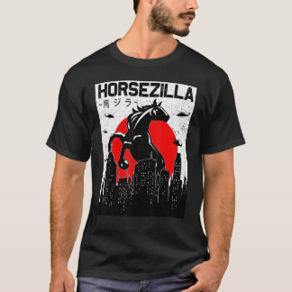 T-shirt Horsezilla Funny horse tee,Cute Black Horse Lover