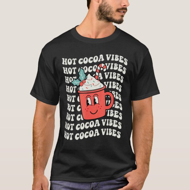 T-shirt Hot Cocoa Vibes Retro Christmas Peppermint Hot Cho (Devant)