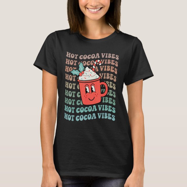 T-shirt Hot Cocoa Vibes Retro Christmas Peppermint Hot Cho (Devant)