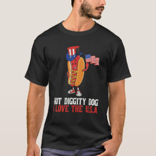 T-shirt Hot Diggity Chien J'Aime Les Etats-Unis Happy 4 ju