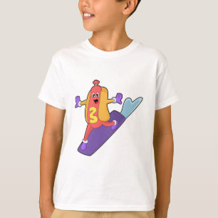 T-shirt Hot-dog as Snowboarder with Sonowboard