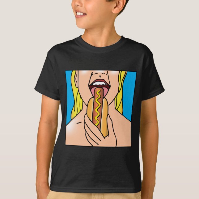 T-shirt Hot-dog de Madame Eating (Devant)