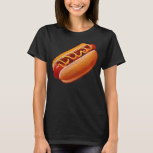 T-shirt Hot Dog Pixel 8 bit Retro Hungry Byte Grill Food