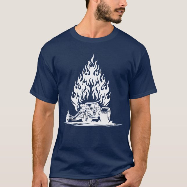 T-shirt Hot Dragster Car With Flaming Engine boy (Devant)