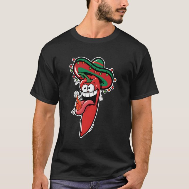 T-shirt Hot Jalapeno Illustration Chili Pepper Mexican Gif (Devant)