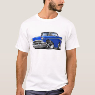 T-shirt Hot rod 1957 Bleu-Blanc de Chevy Belair