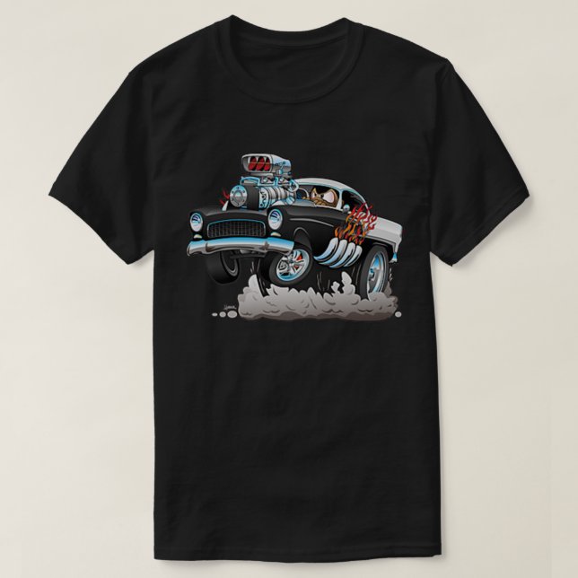 T-shirt Hot Rod Usa Funny Classic Muscle voiture Cartoon I (Design devant)