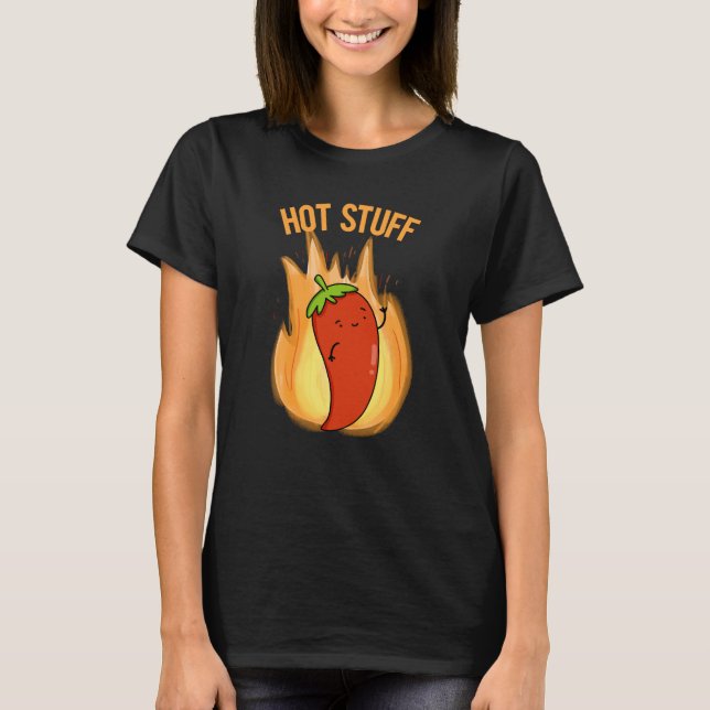 T-shirt Hot Stups Funny Red Hot Chili Pepper Pun Dark BG (Devant)
