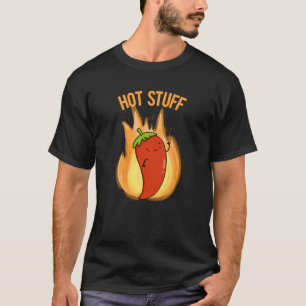 T-shirt Hot Stups Funny Red Hot Chili Pepper Pun Dark BG