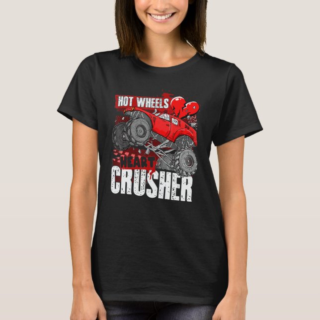 T-shirt Hot Wheel Valentines Day Hearts Crusher Monster Tr (Devant)
