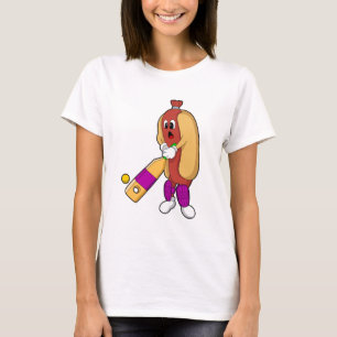T-shirt Hotdog au cricket avec batte de cricket