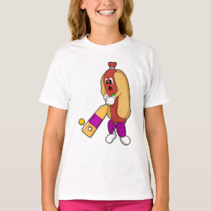 T-shirt Hotdog au cricket avec batte de cricket