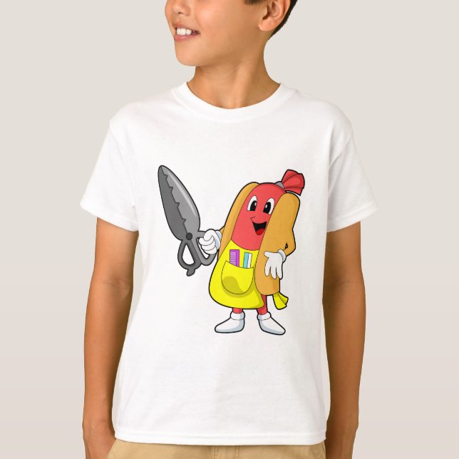 T-shirt Hotdog comme coiffeur avec ciseaux (Devant)