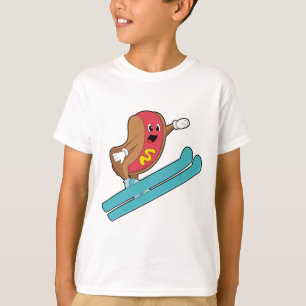 T-shirt Hotdog comme sauteur de ski avec Ski.PNG