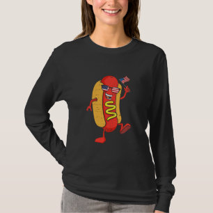 T-shirt Hotdog Lunettes de soleil américain Drapeau drôle