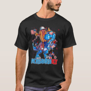 T-shirt Hotdog Rex Dino 4 juillet Amerisaurus Rex