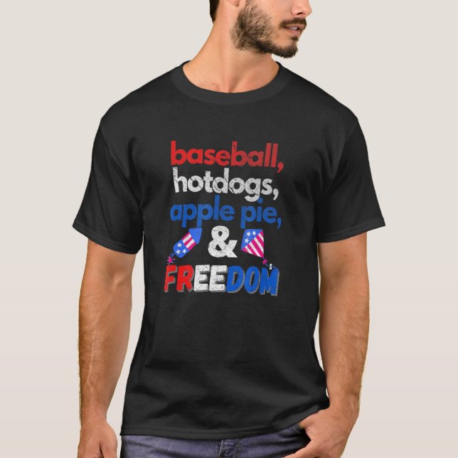 T-shirt Hotdogs de baseball pomme tarte et liberté patriot (Devant)