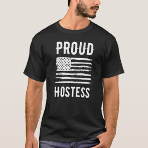 T-shirt Hôtesse fière de sa profession Drapeau américain P