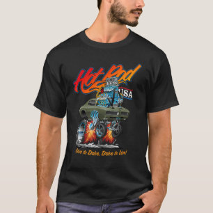 T-shirt Hotrod USA Classic Muscle voiture Dragster Cartoon