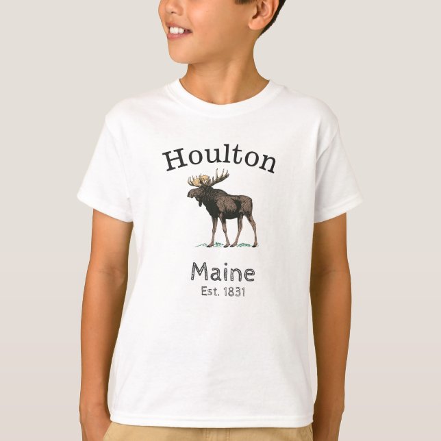 T-shirt Houlton Maine, Moose, garçon (Devant)