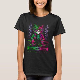 T-shirt House Music Festival Cat DJ Techno Rave EDM Kitty