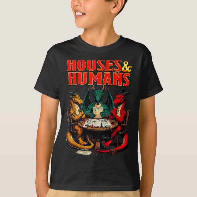 T-shirt Houses And Humans Funny Tabletop Rpg Dice Game Par (Devant)