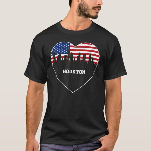 T-shirt Houston Texas Watercolor Skyline Home State (Devant)