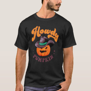 T-shirt Howdy Citrouille Retro Halloween Pays Occidental A