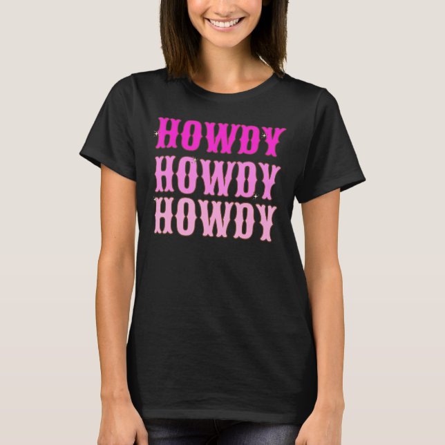 T-shirt Howdy Howdy Spa D'Esthétique Rose Chaud Et Blanc (Devant)