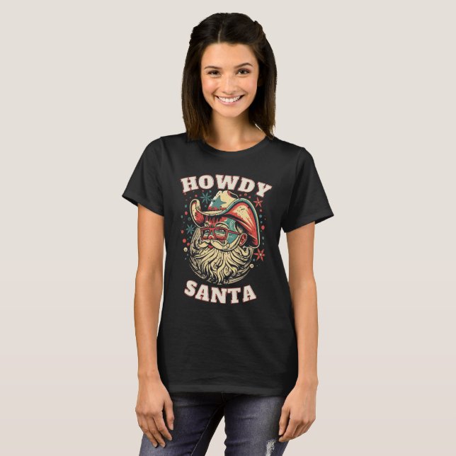 T-shirt Howdy Père Noël Country Christmas (Devant entier)