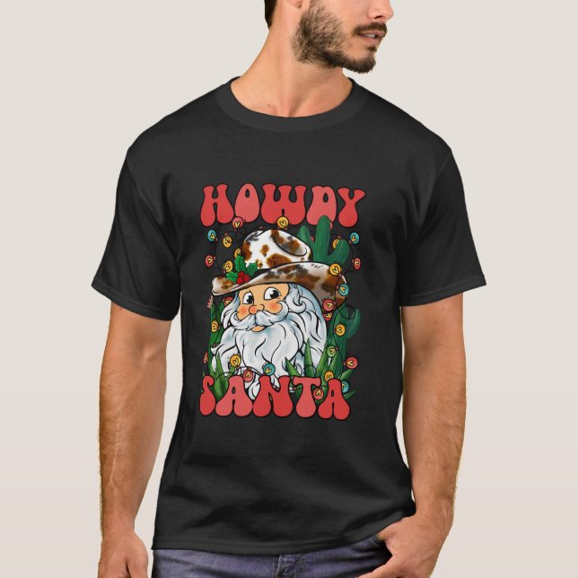 T-shirt Howdy Santa Claus Retro Super Cowboy Western Chri (Devant)
