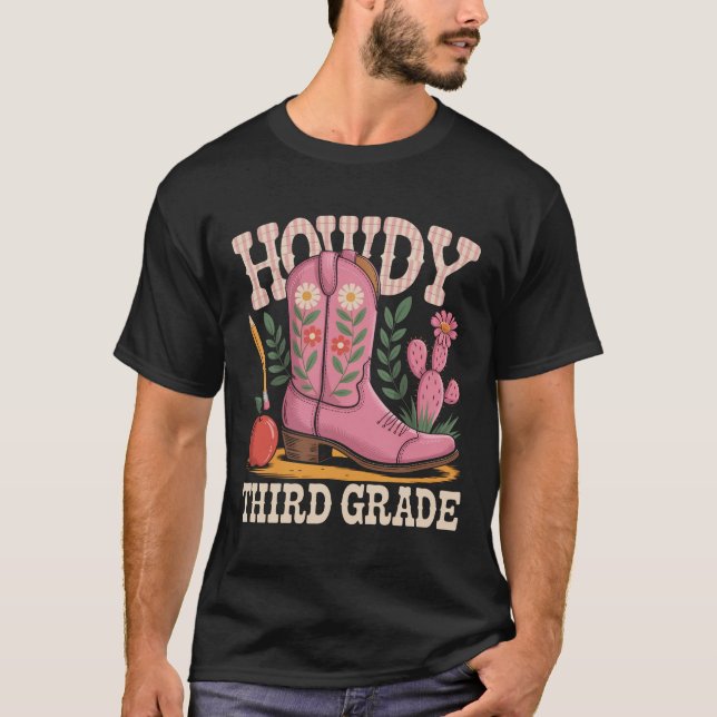 T-shirt Howdy Troisième 3E Classe Cowgirls Enseignant Reto (Devant)
