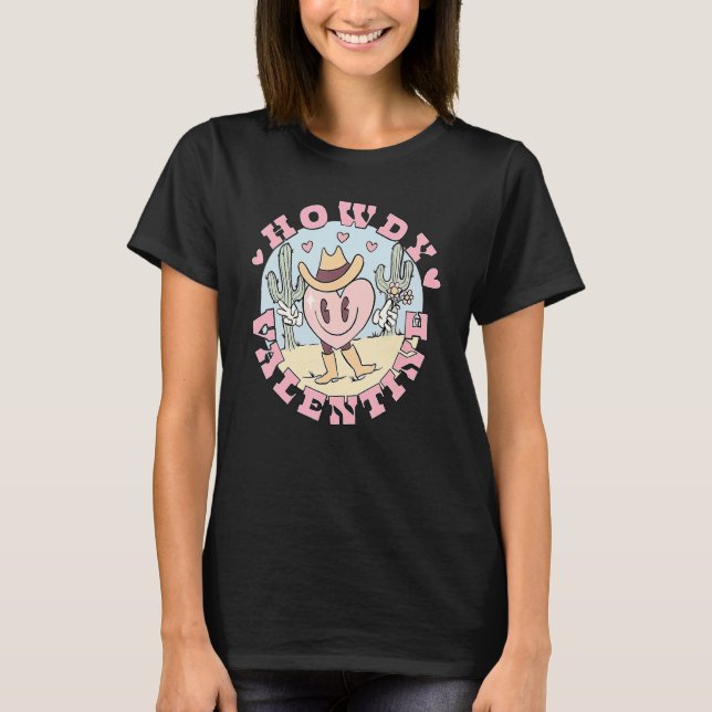 T-shirt Howdy Valentine Rodeo Western Country Southern Cow (Devant)