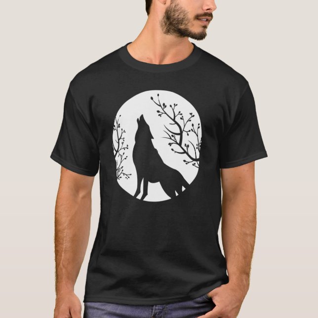 T-shirt Howling At The Moon Wolves Goth Gothic Wolf 2 (Devant)