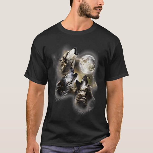 T-shirt Howling At The Moon Wolves Wolf Animal (Devant)