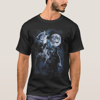T-shirt Howling athe Moon Wolf Pack Starry Wildlife Wolves