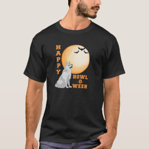 T-shirt Howling Husky at Moon Happy Howl O Leen Halloween