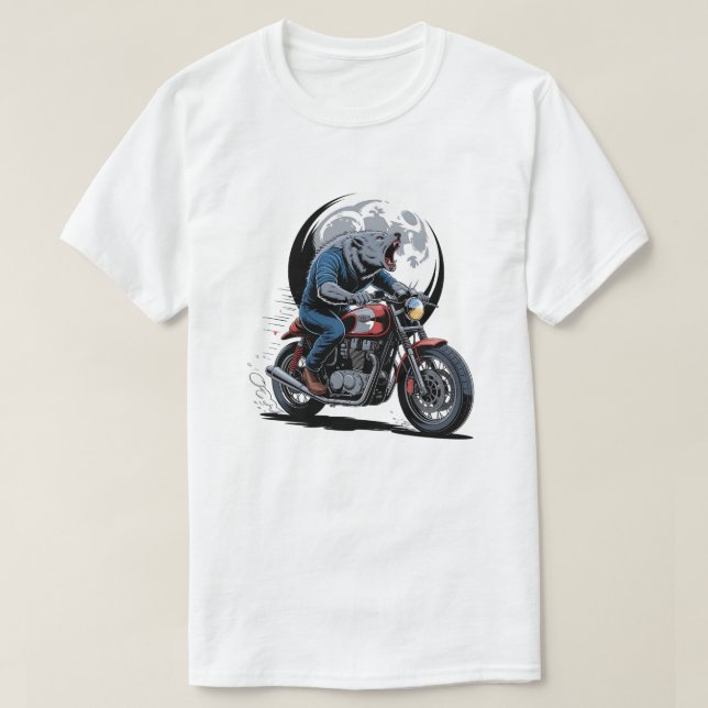 T-shirt Howling Werewolf Cafe Racer Biker Full Moon (Design devant)